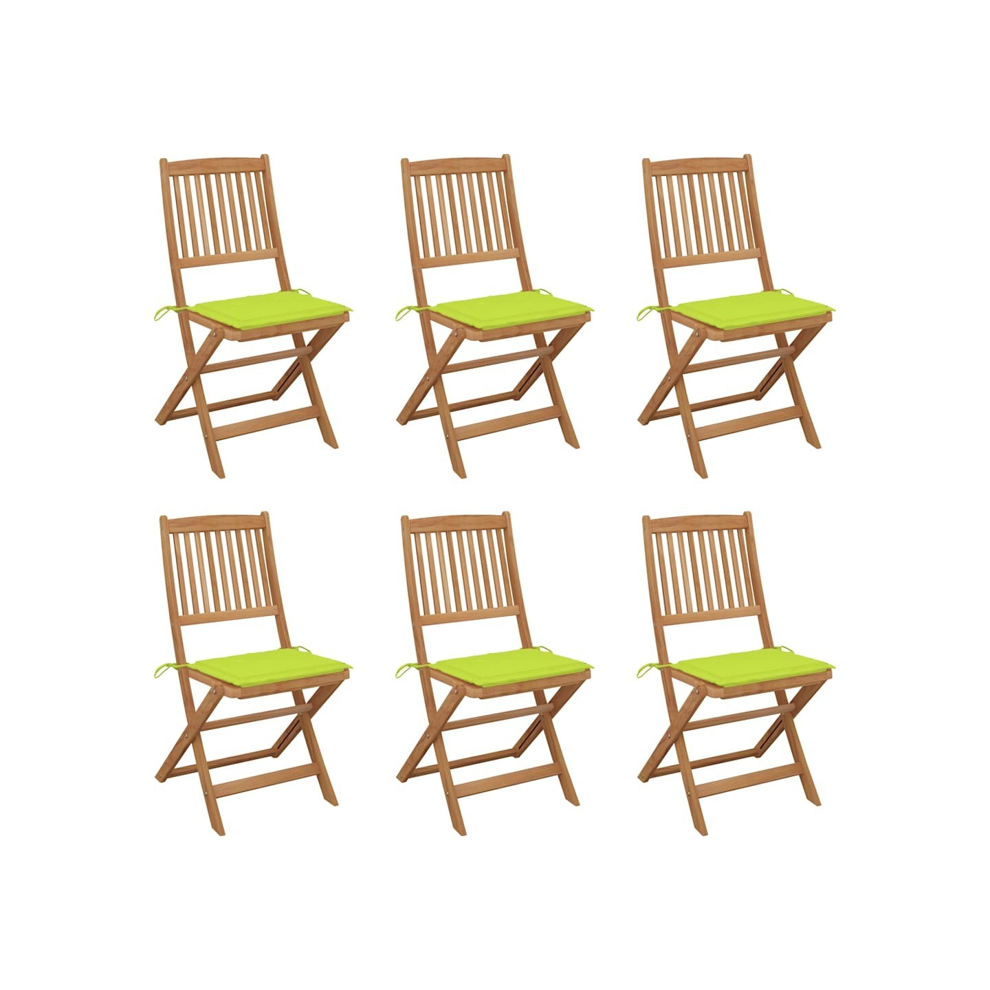 Chaises pliantes 6 pièces avec coussins en bois d'acacia massif
