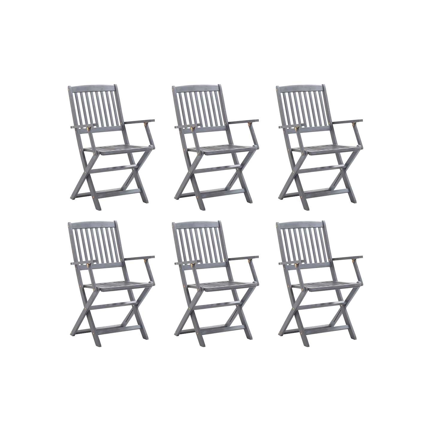 Chaises pliantes 6 pièces en bois d'acacia massif