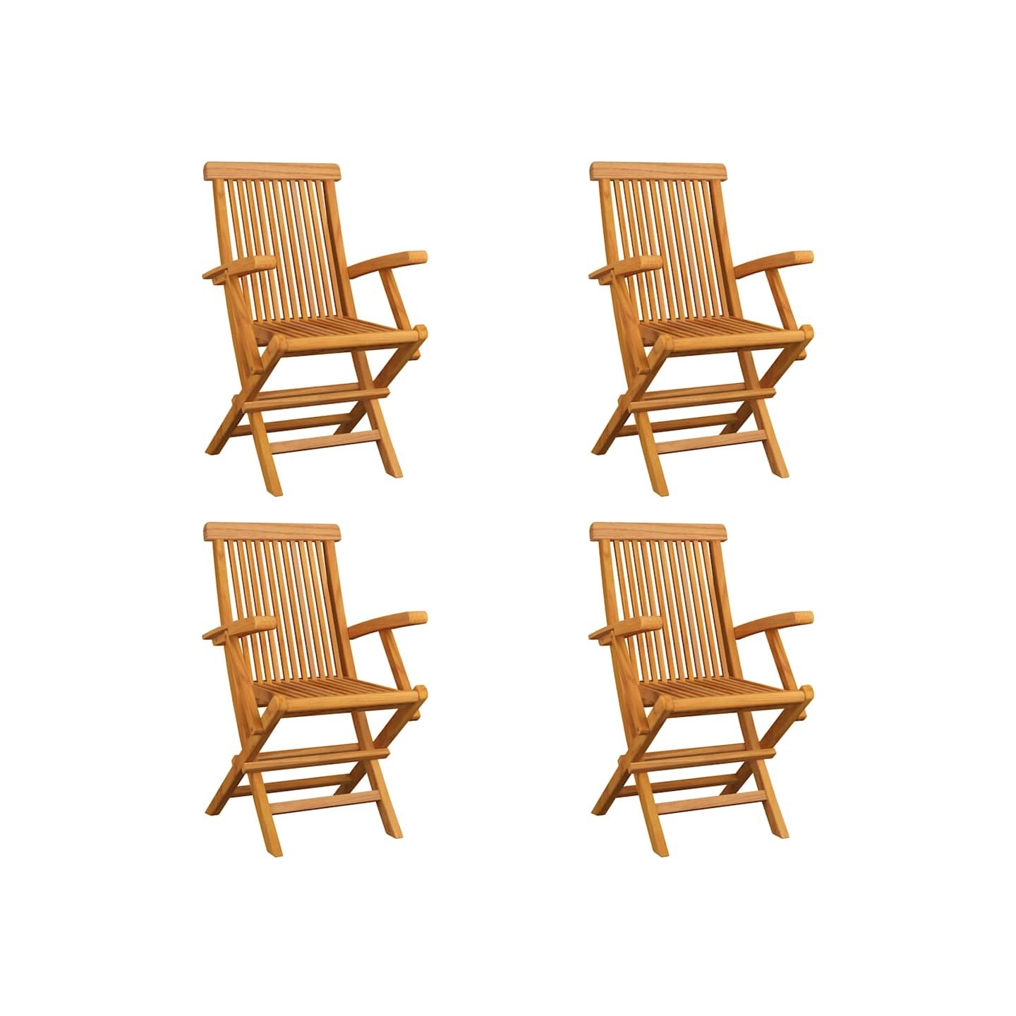 Chaises pliantes 4 pièces en teck massif
