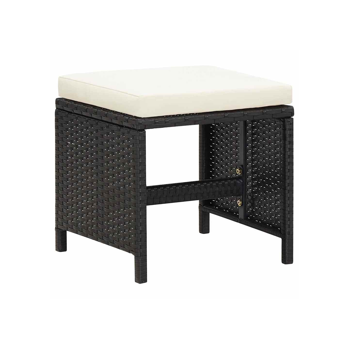 Tabourets de jardin lot de 4 avec coussins Résine tressée Noir