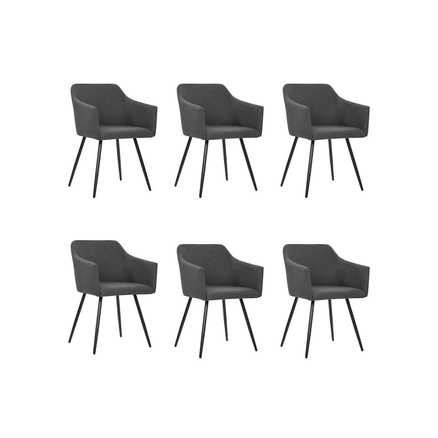 Chaises à manger lot de 6 gris foncé tissu