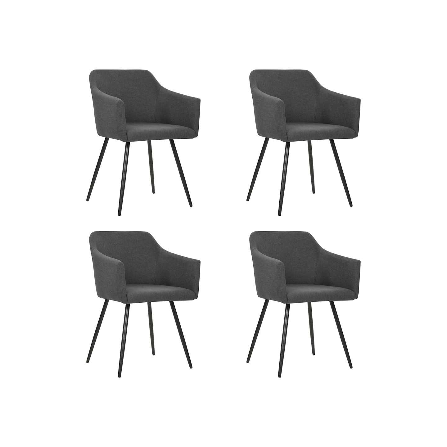 Chaises à manger lot de 4 gris foncé tissu