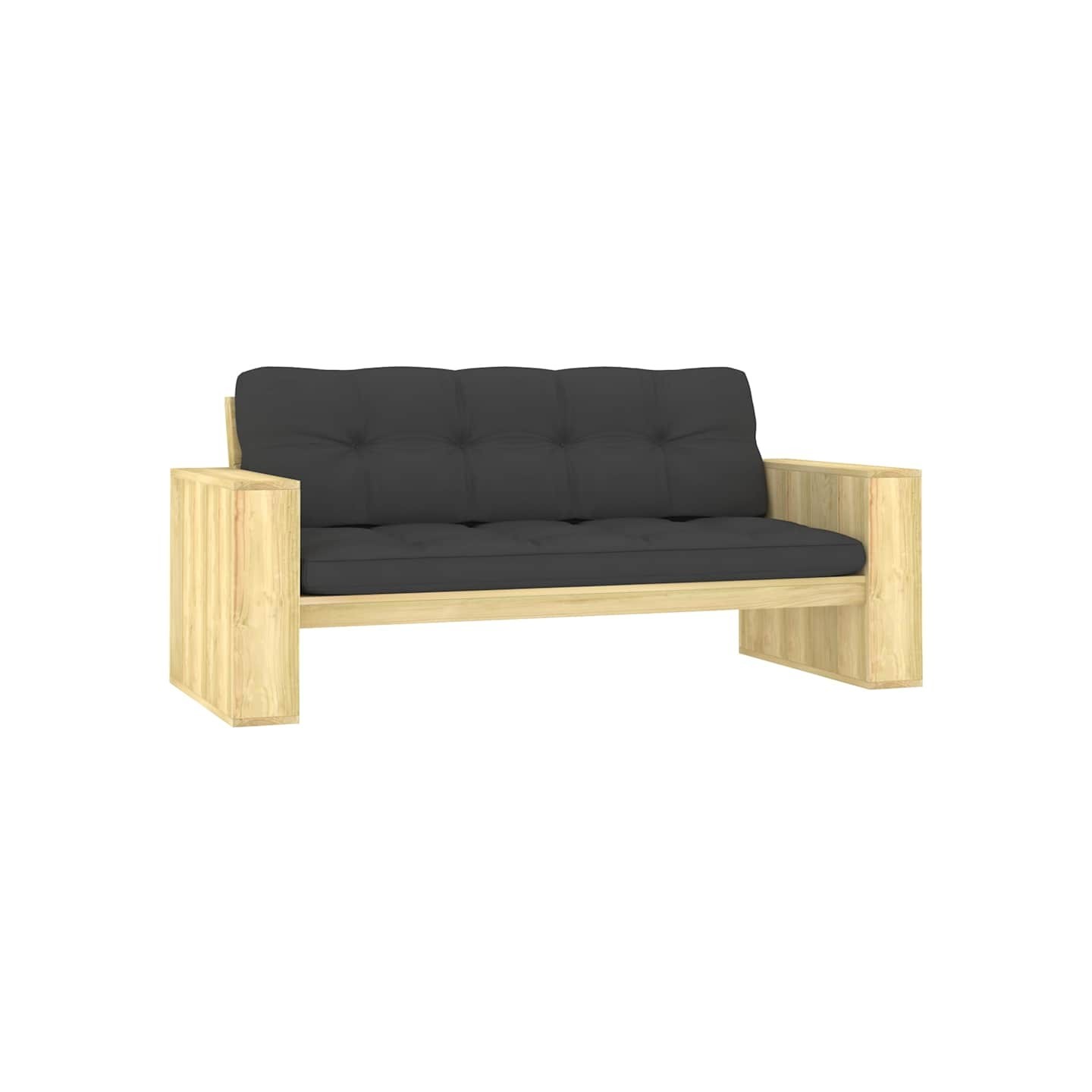 Banc de jardin avec coussins anthracite 179 cm Pin imprégné
