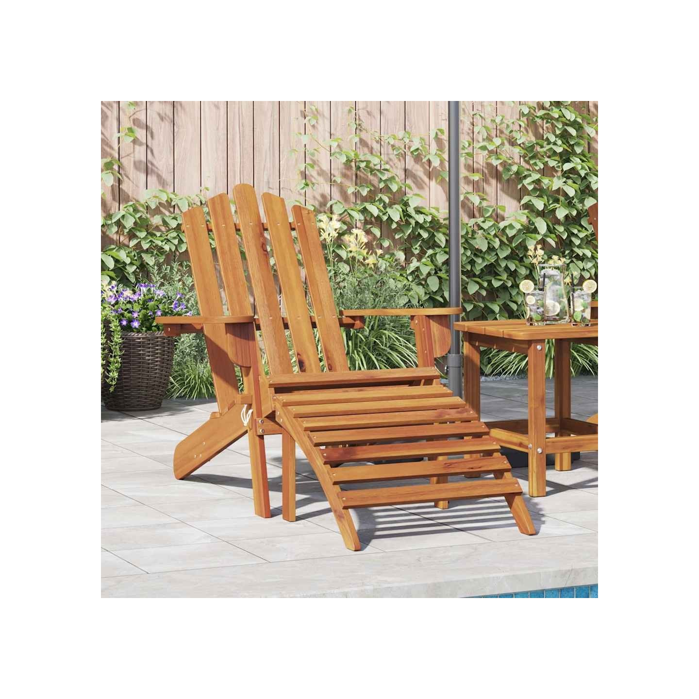 Chaise de jardin Adirondack et repose-pied Bois d'acacia massif
