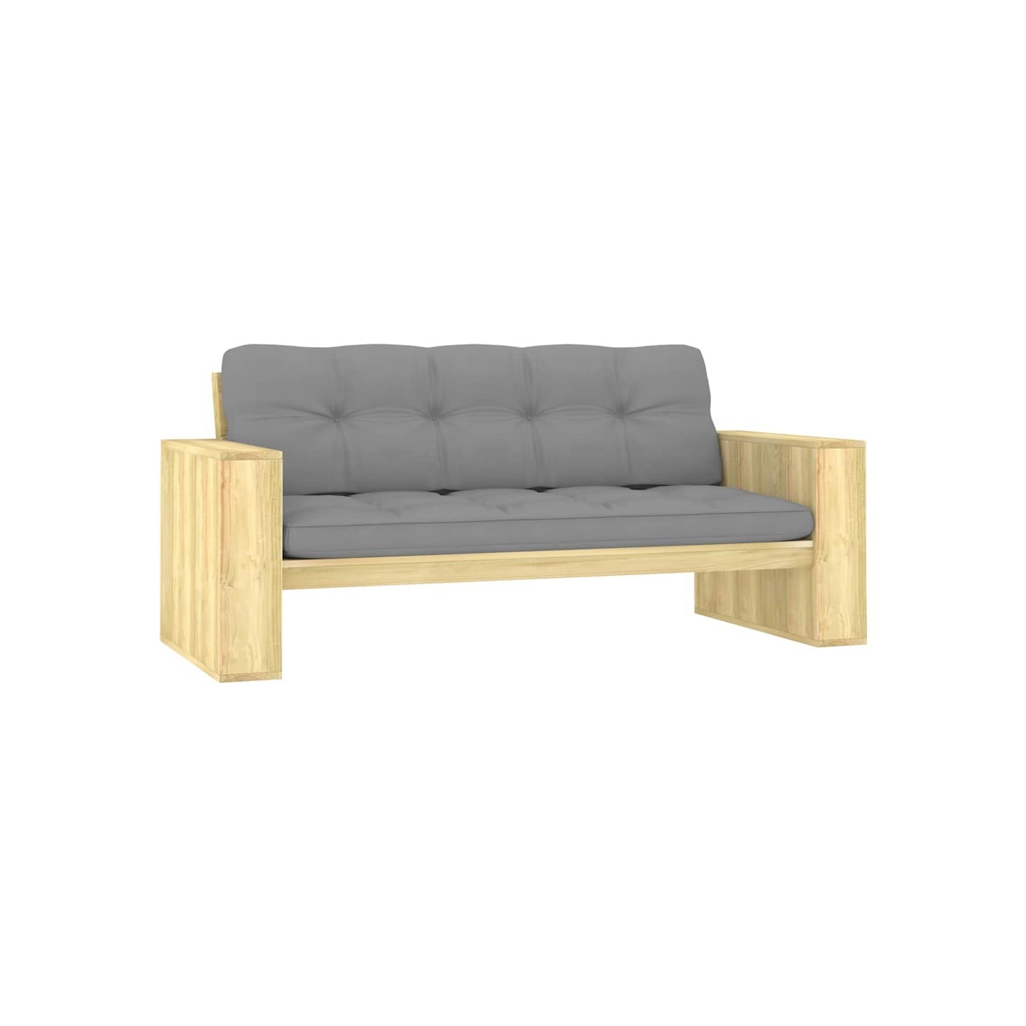 Banc de jardin avec coussins gris 179 cm Pin imprégné