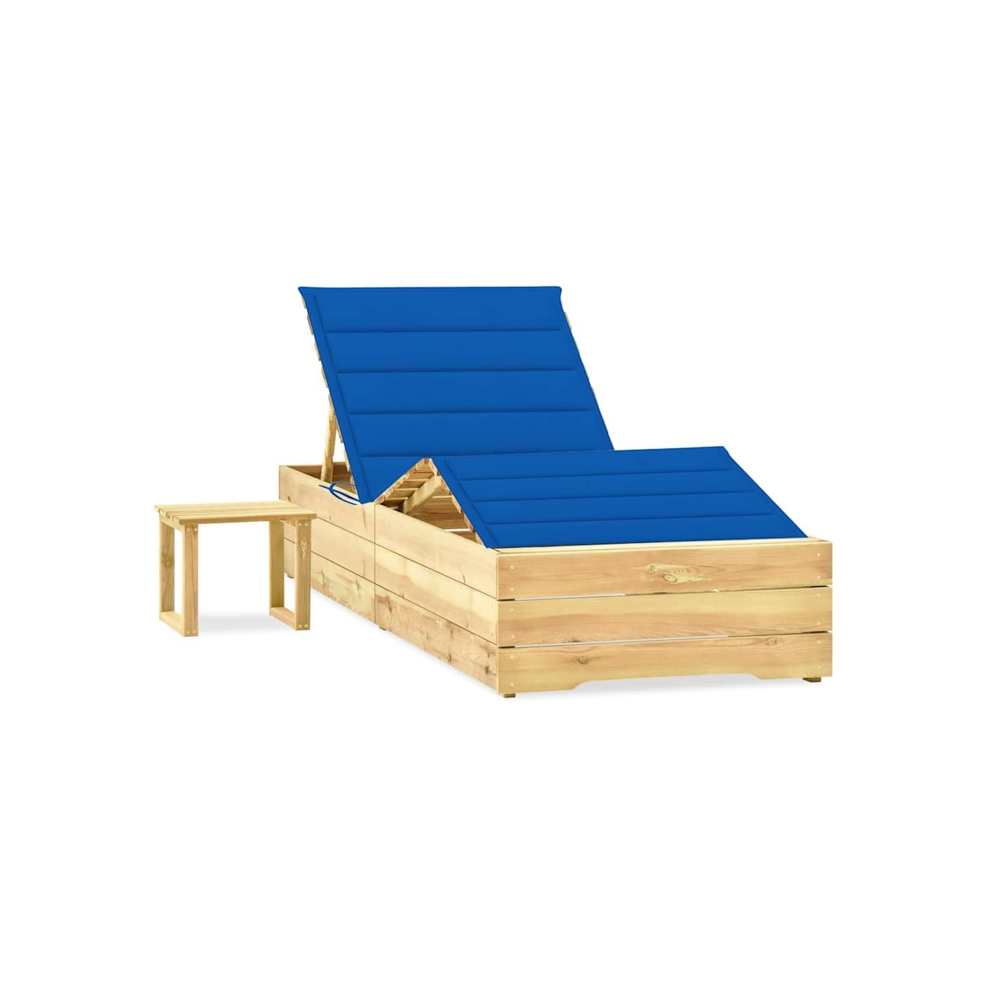 Chaise longue de jardin avec table et coussin Pin imprégné