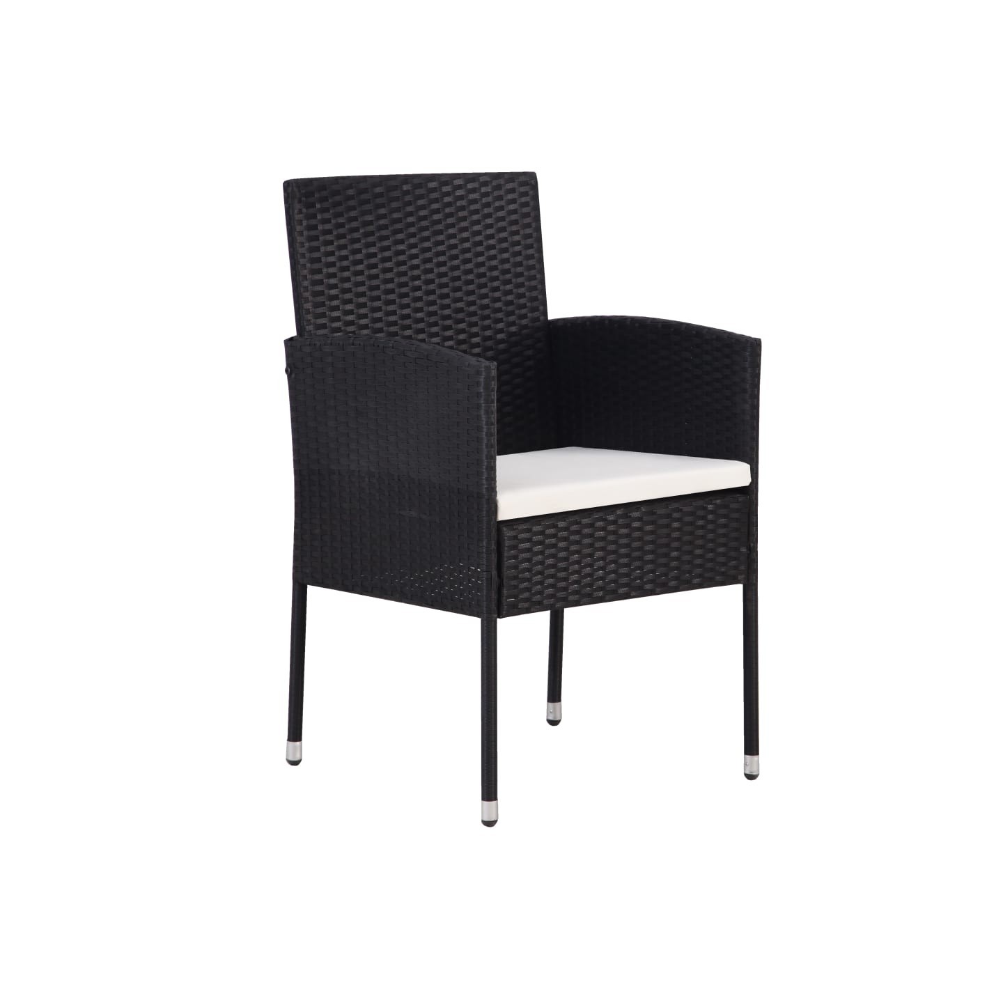 Chaises de jardin coussins blanc crème 4pcs noir résine tressée