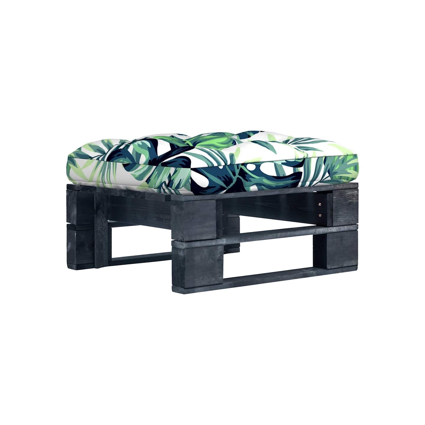 Pouf palette de jardin noir bois de pin imprégné