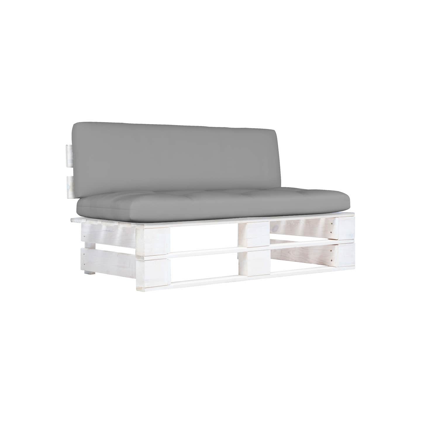Canapé central palette de jardin Blanc Bois de pin imprégné