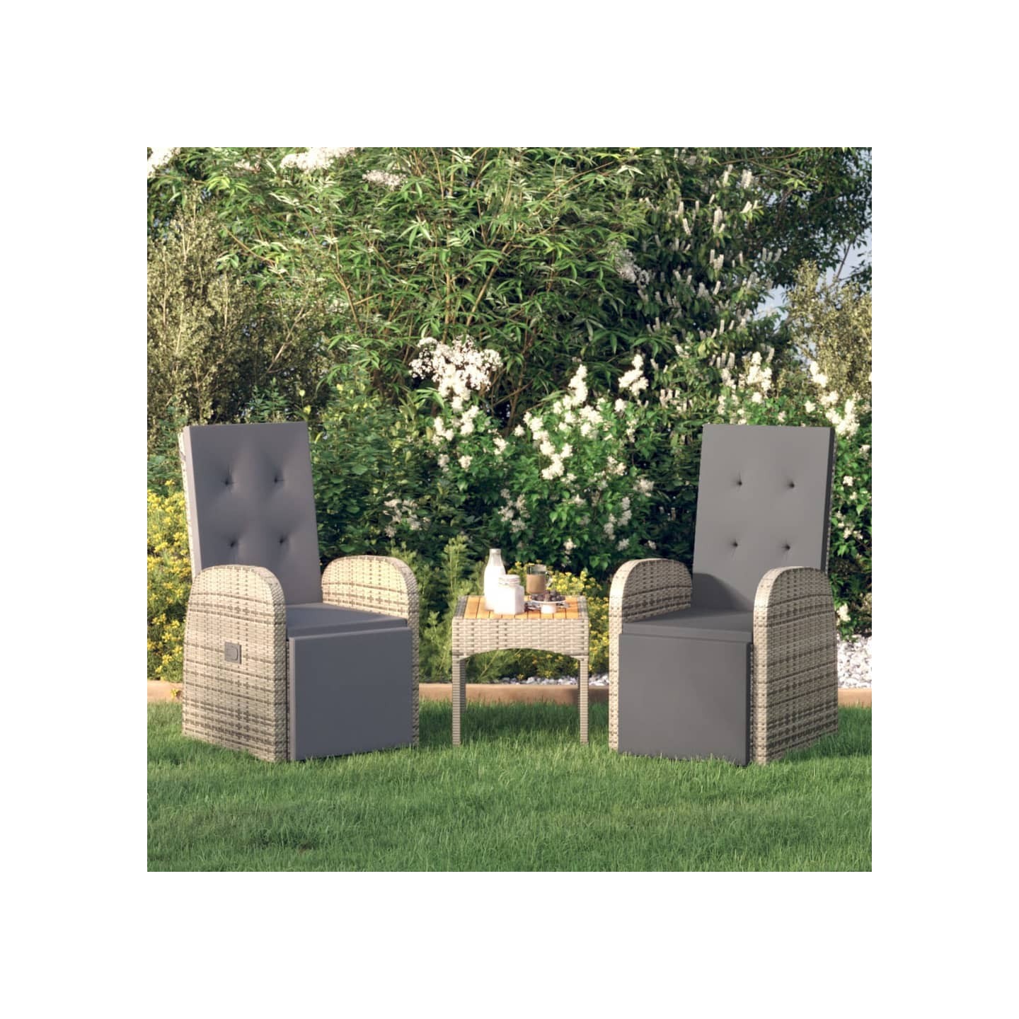 Chaises de jardin inclinables coussins lot de 2 Résine tressée
