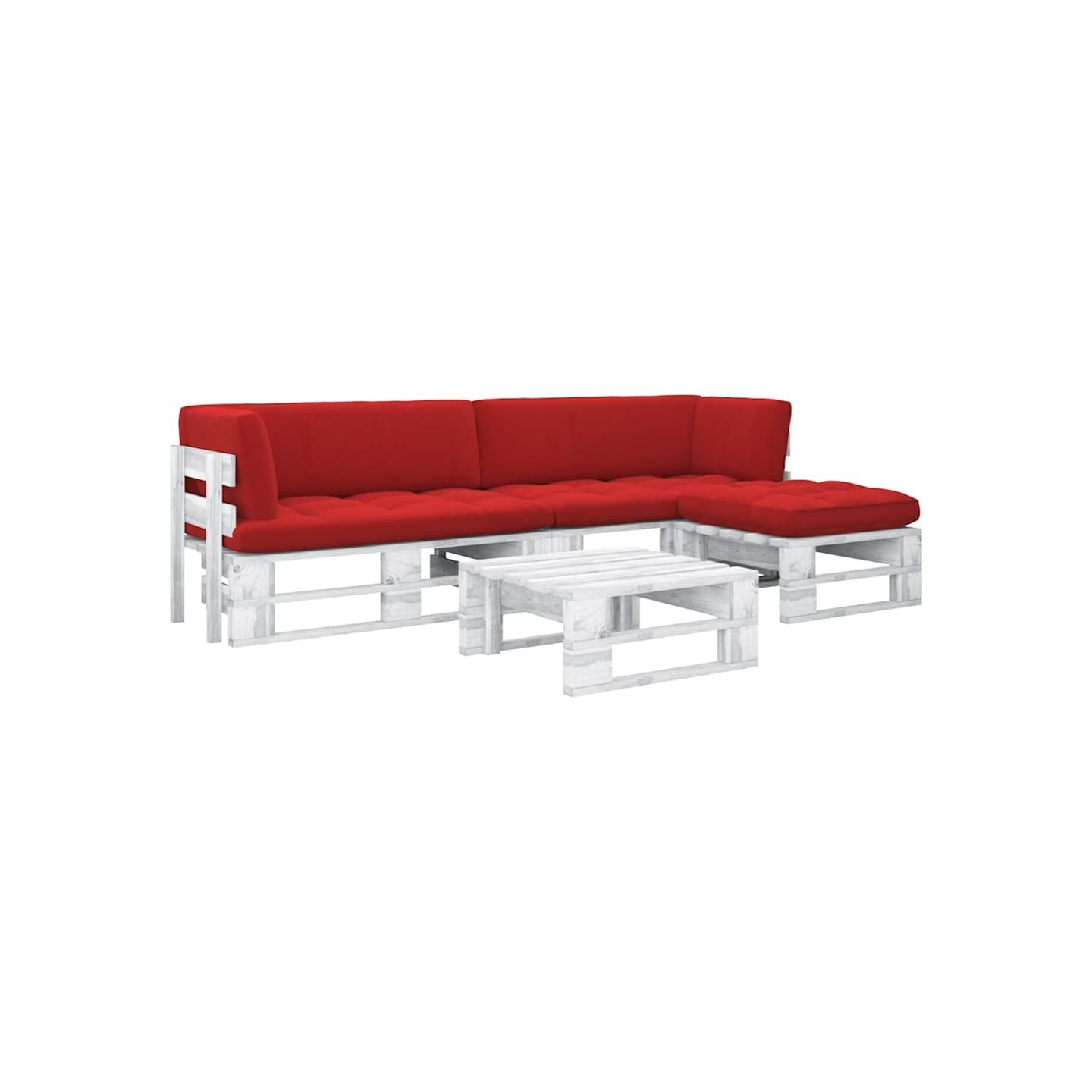 Salon de jardin palette 4 pcs et coussins Pin imprégné de blanc