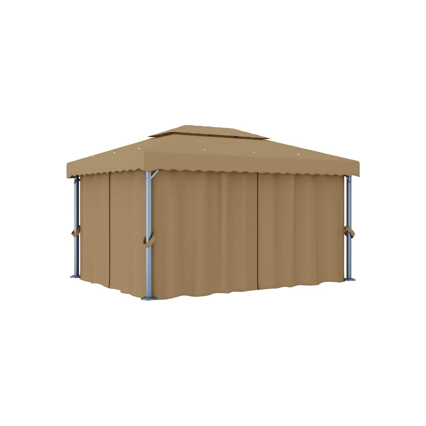 Tonnelle avec rideau 4x3 m Taupe Aluminium