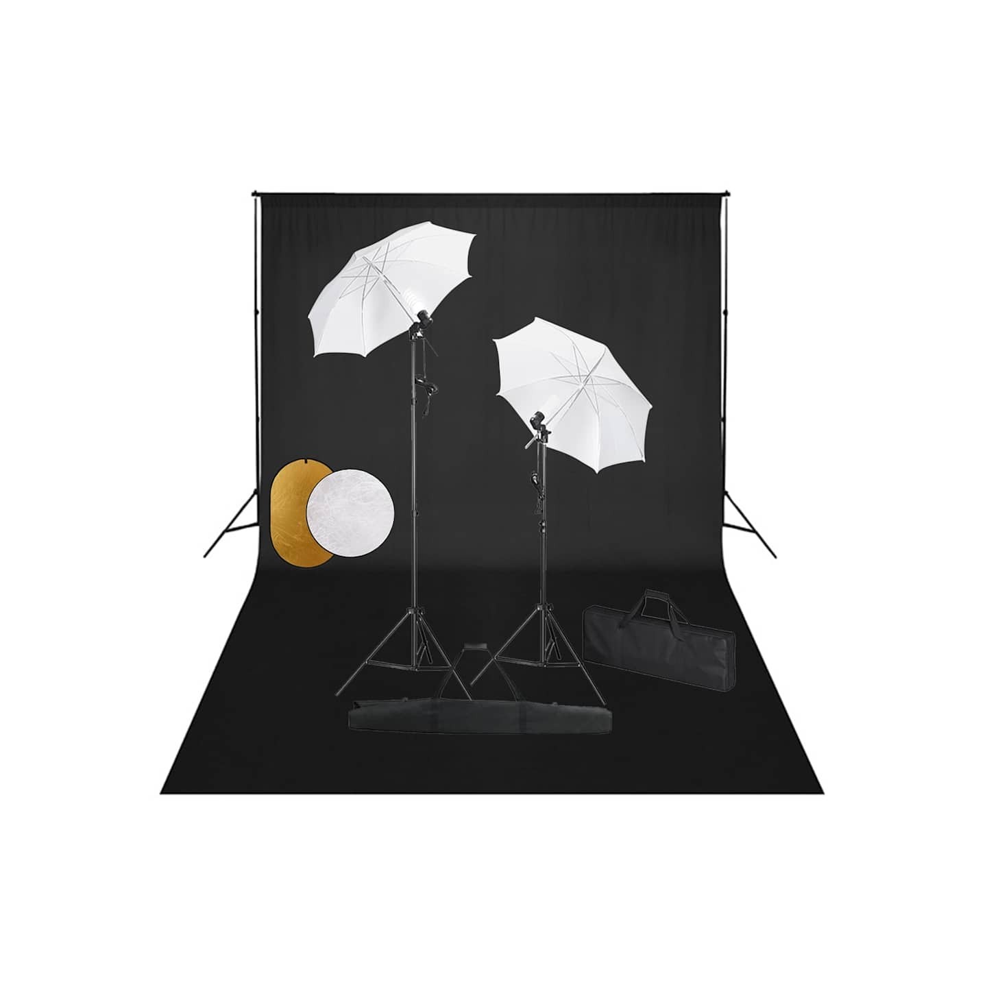 Kit de studio photo avec lampes toile de fond et réflecteur