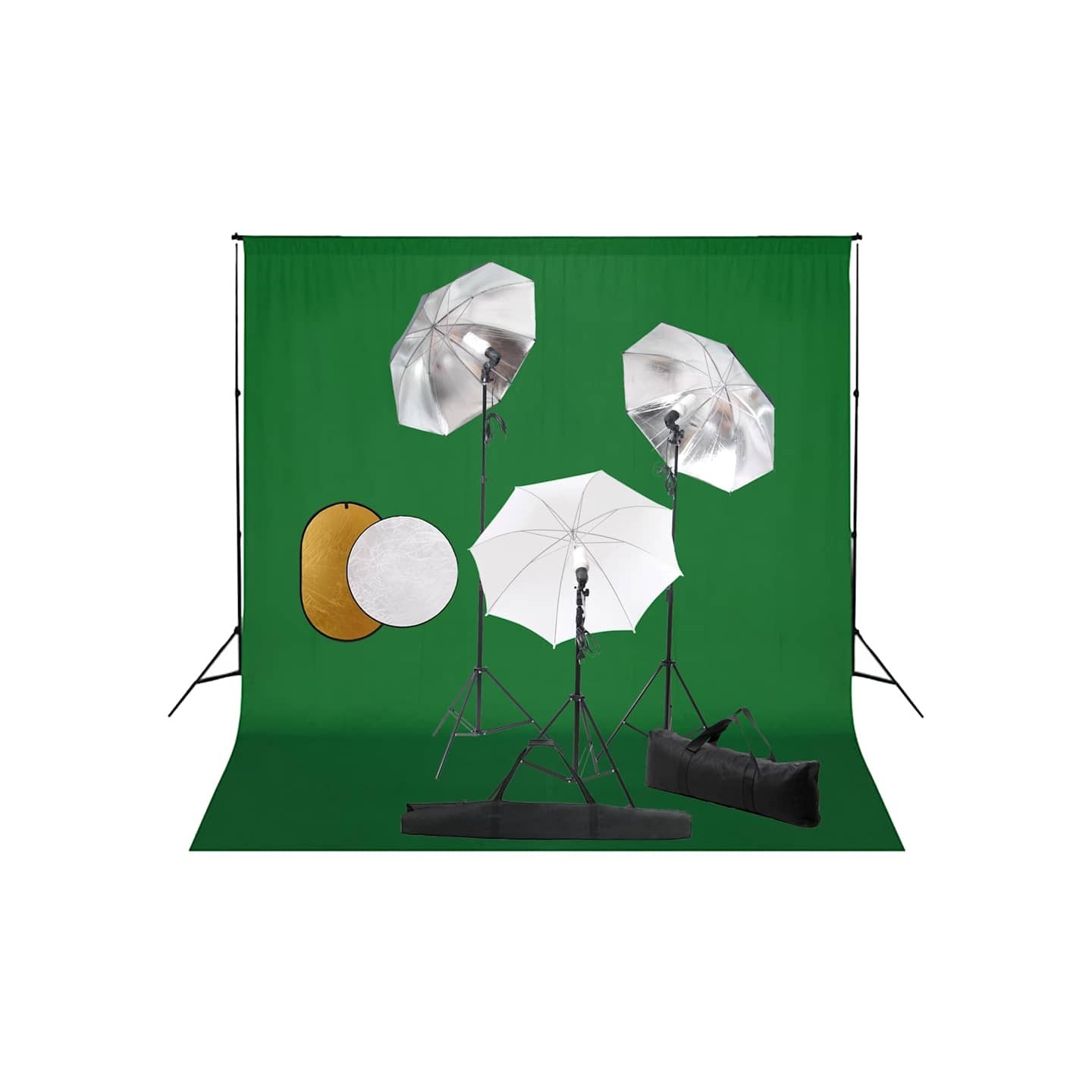 Kit de studio photo avec lampes toile de fond et réflecteur