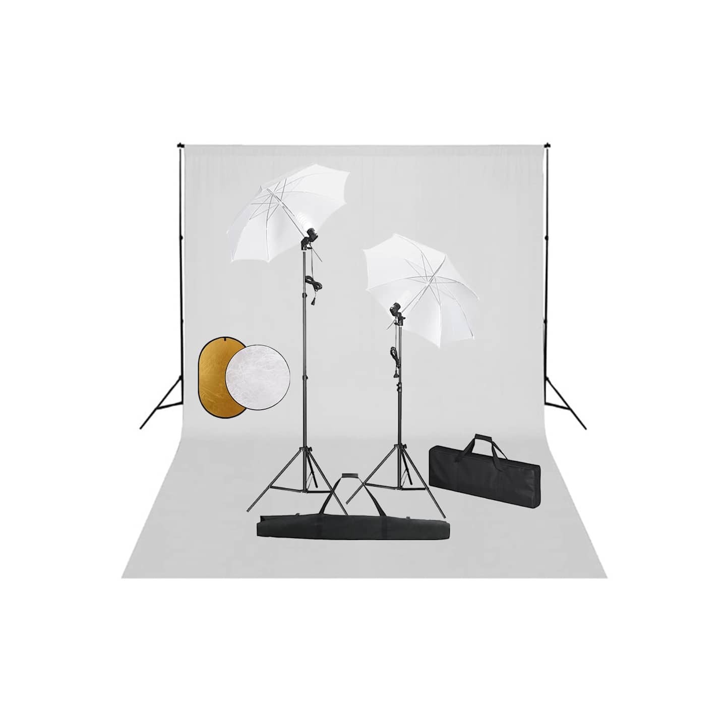 Kit de studio photo avec lampes toile de fond et réflecteur