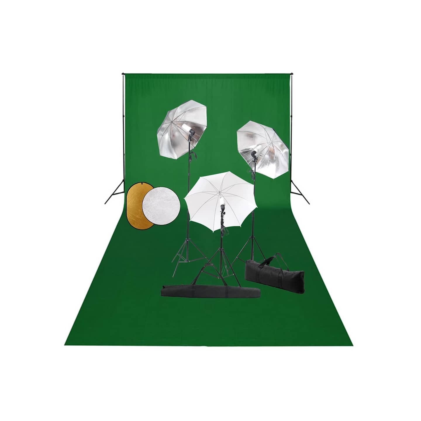 Kit de studio photo avec lampes toile de fond et réflecteur