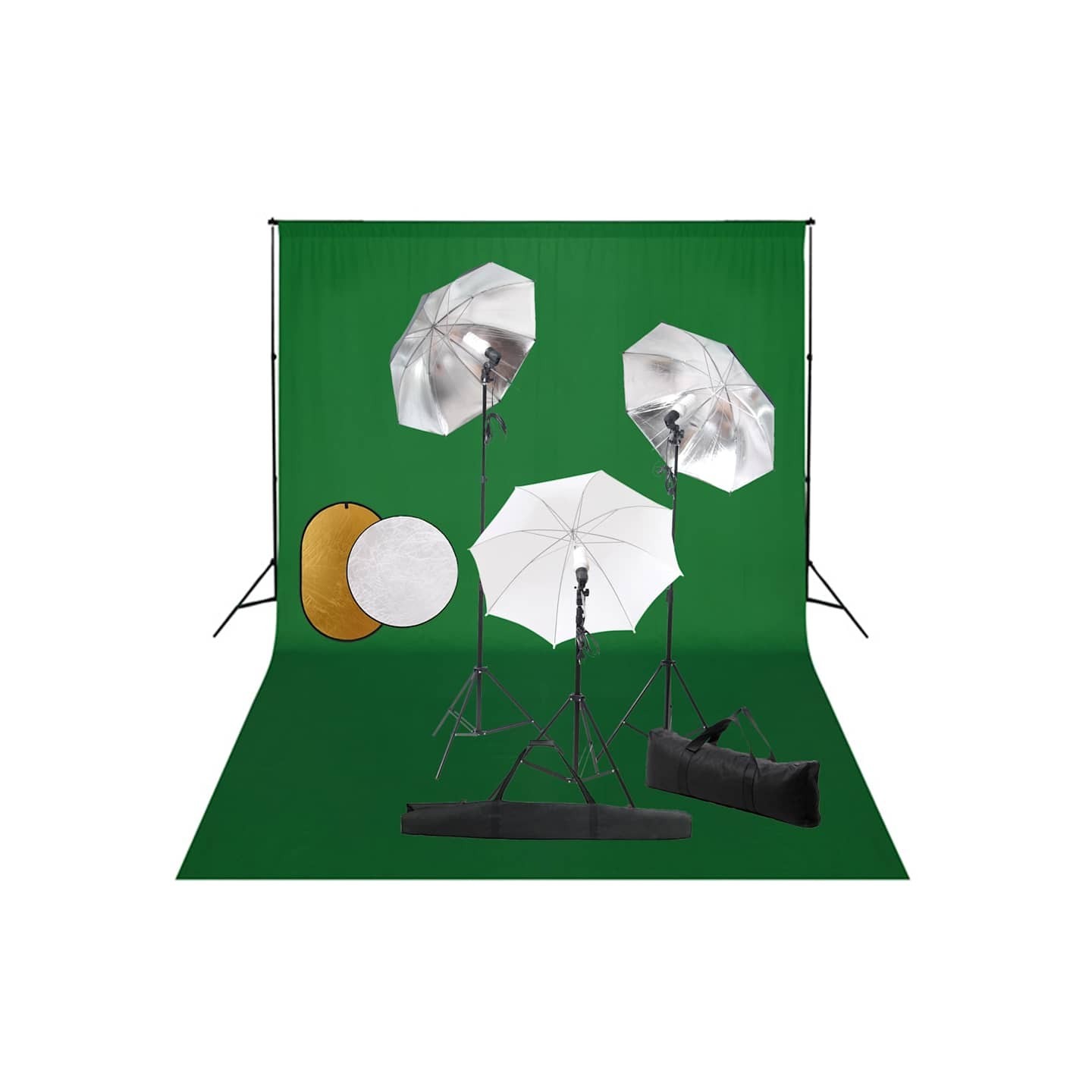 Kit de studio photo avec lampes toile de fond et réflecteur
