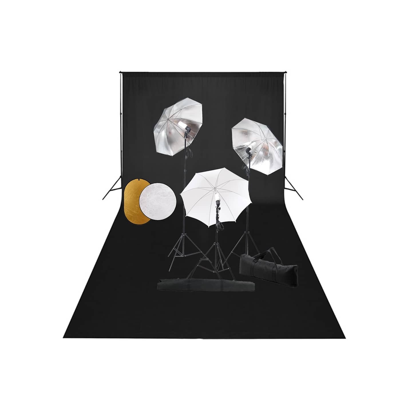 Kit de studio photo avec lampes toile de fond et réflecteur