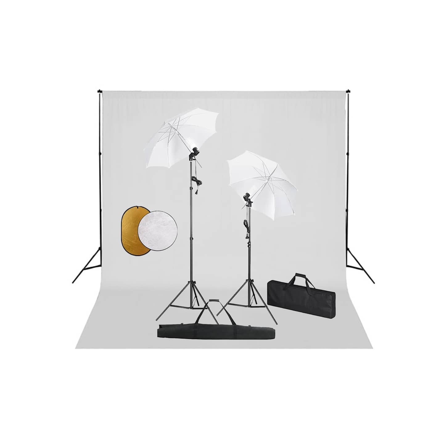 Kit de studio photo avec lampes toile de fond et réflecteur