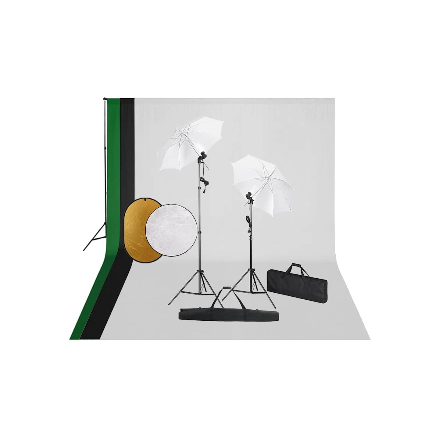 Kit de studio photo avec lampes toile de fond et réflecteur