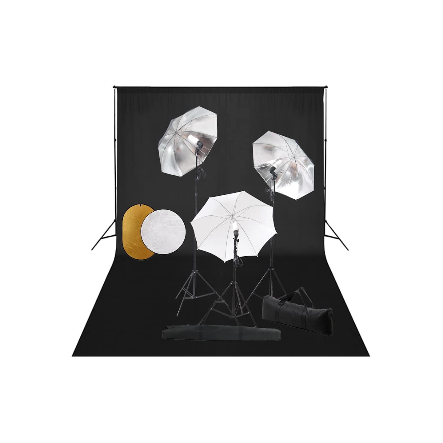 Kit de studio photo avec lampes toile de fond et réflecteur