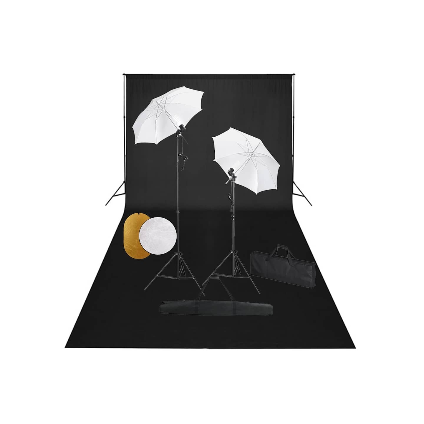 Kit de studio photo avec lampes toile de fond et réflecteur