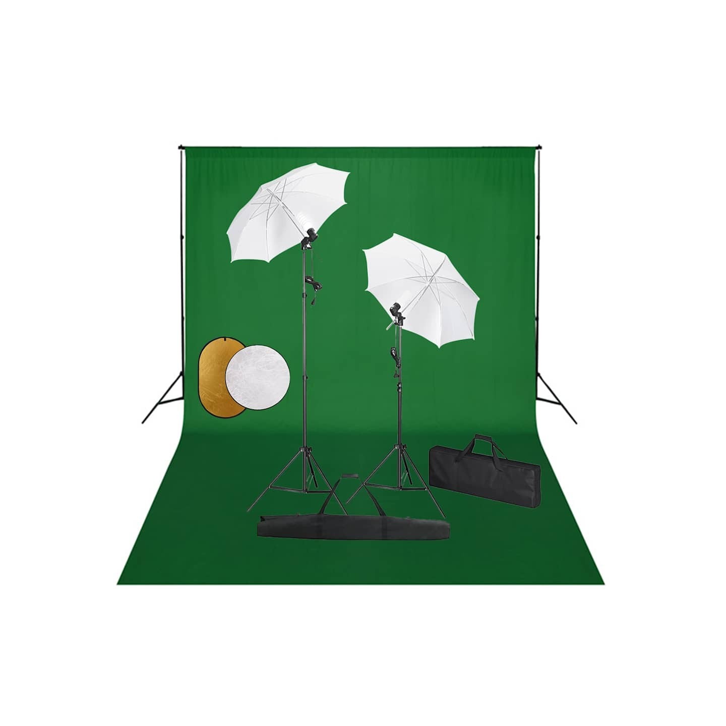 Kit de studio photo avec lampes toile de fond et réflecteur