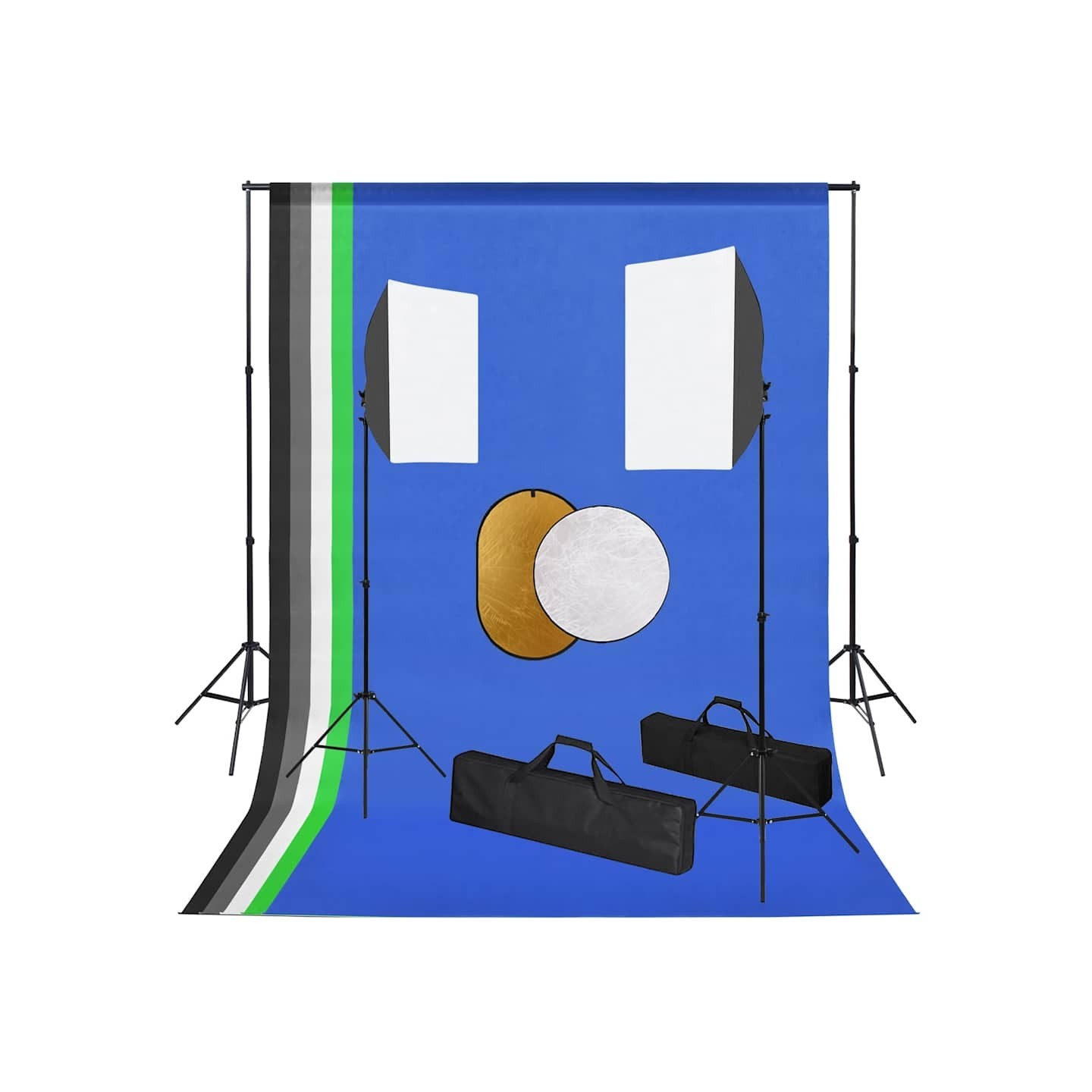 Kit de studio photo avec lampes toile de fond et réflecteur