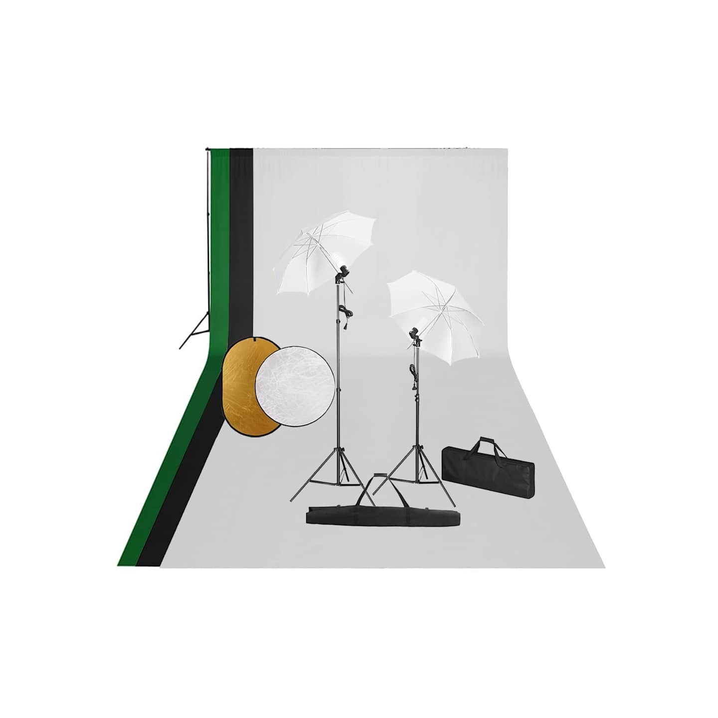 Kit de studio photo avec lampes toile de fond et réflecteur