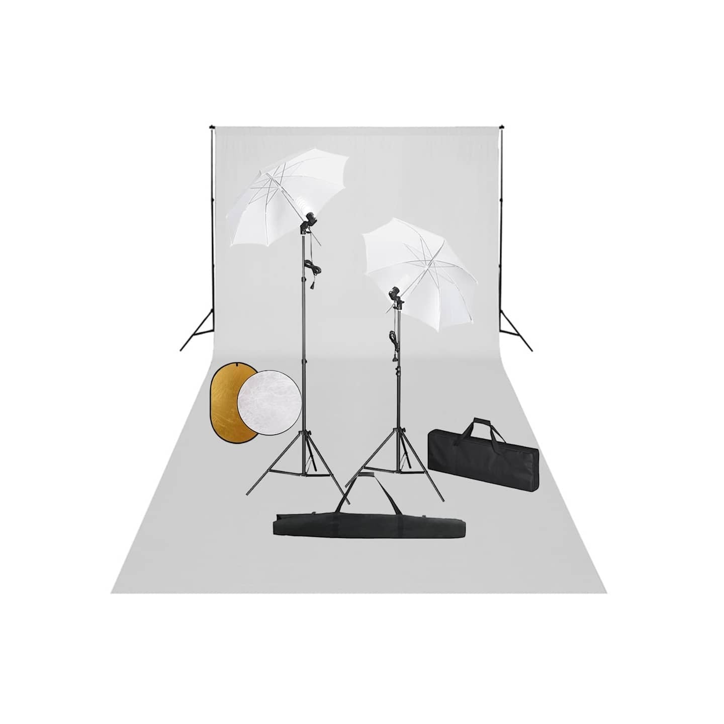 Kit de studio photo avec lampes toile de fond et réflecteur