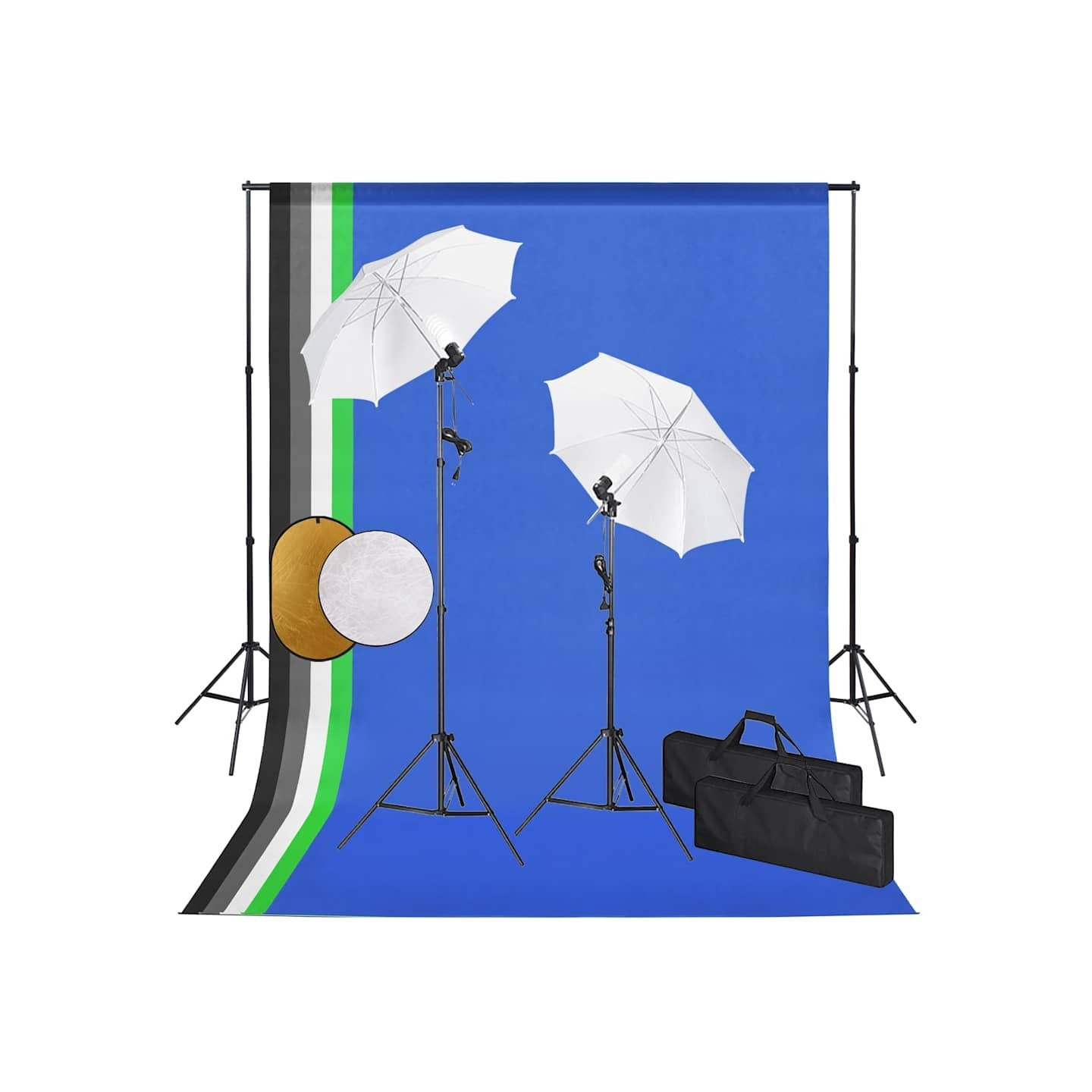 Kit de studio photo avec lampes toile de fond et réflecteur