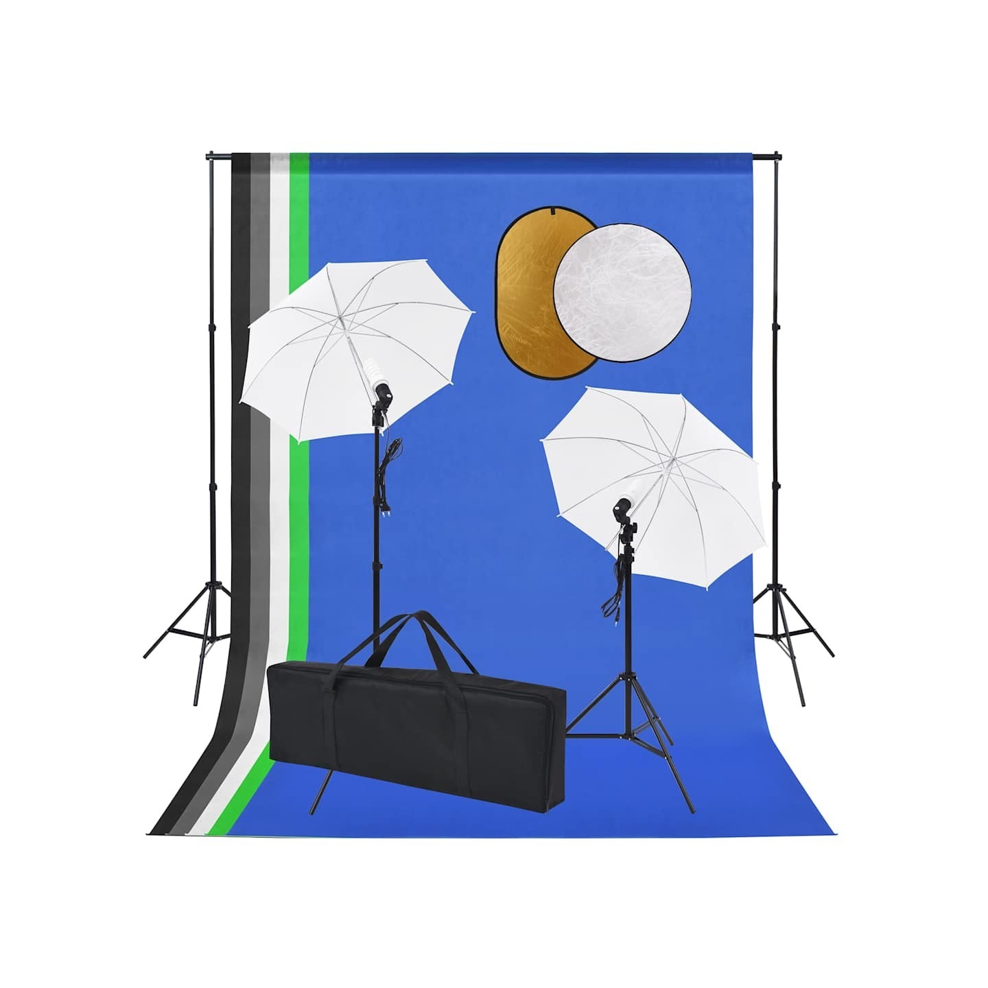 Kit de studio photo avec lampes toile de fond et réflecteur