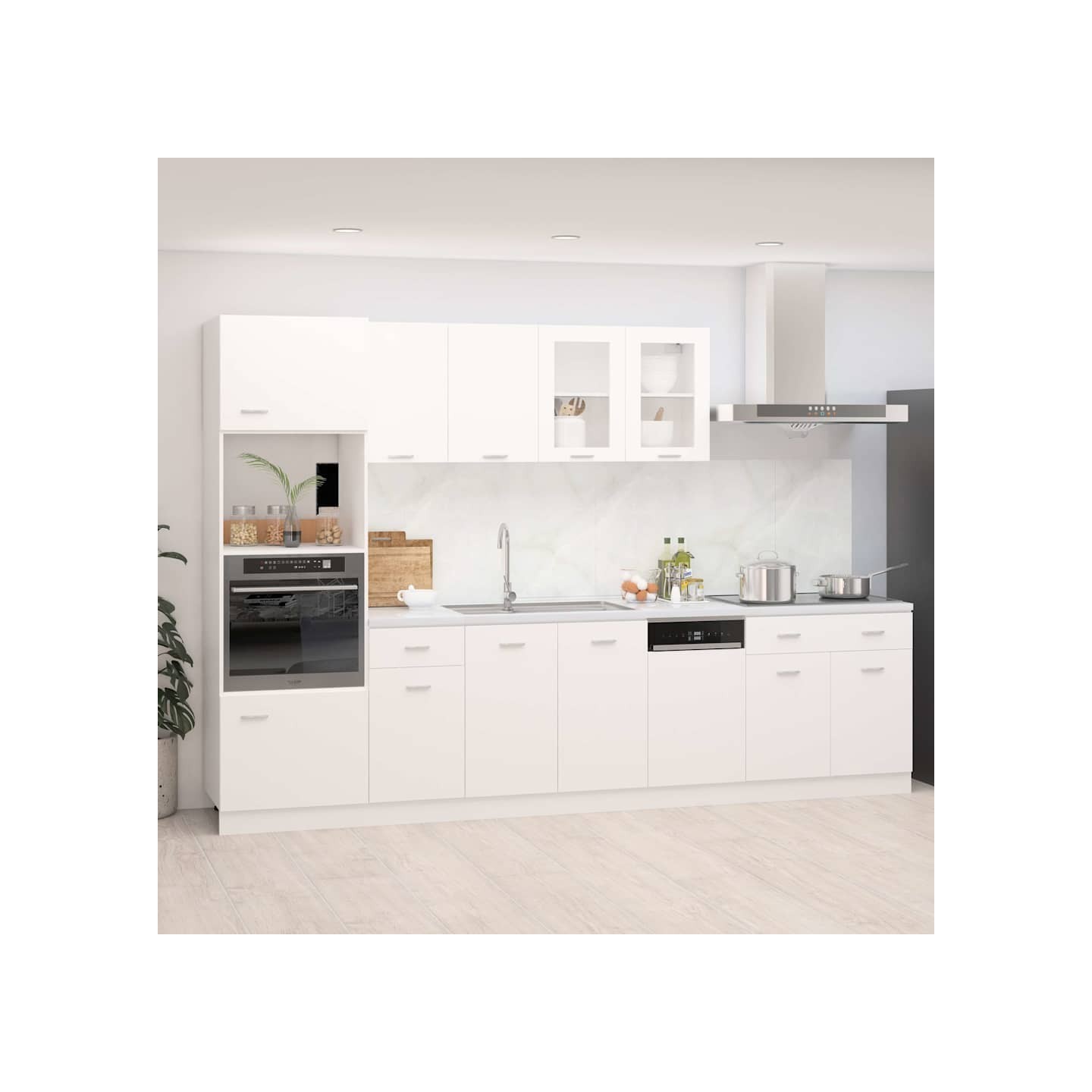 Ensemble de 7 meubles de cuisine "Lyon" en bois d'ingénierie blanc