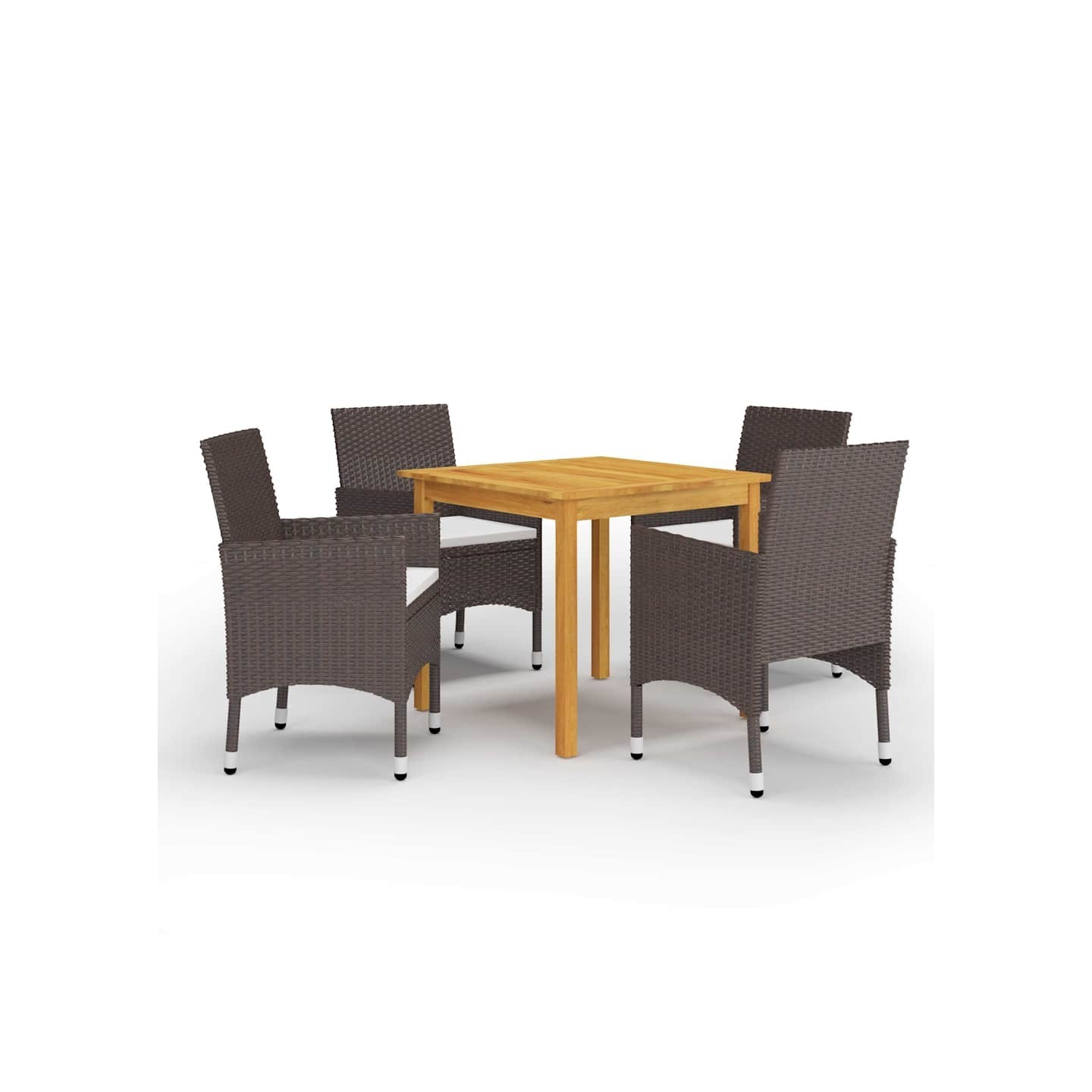 Ensemble à manger de jardin 5 pcs Marron