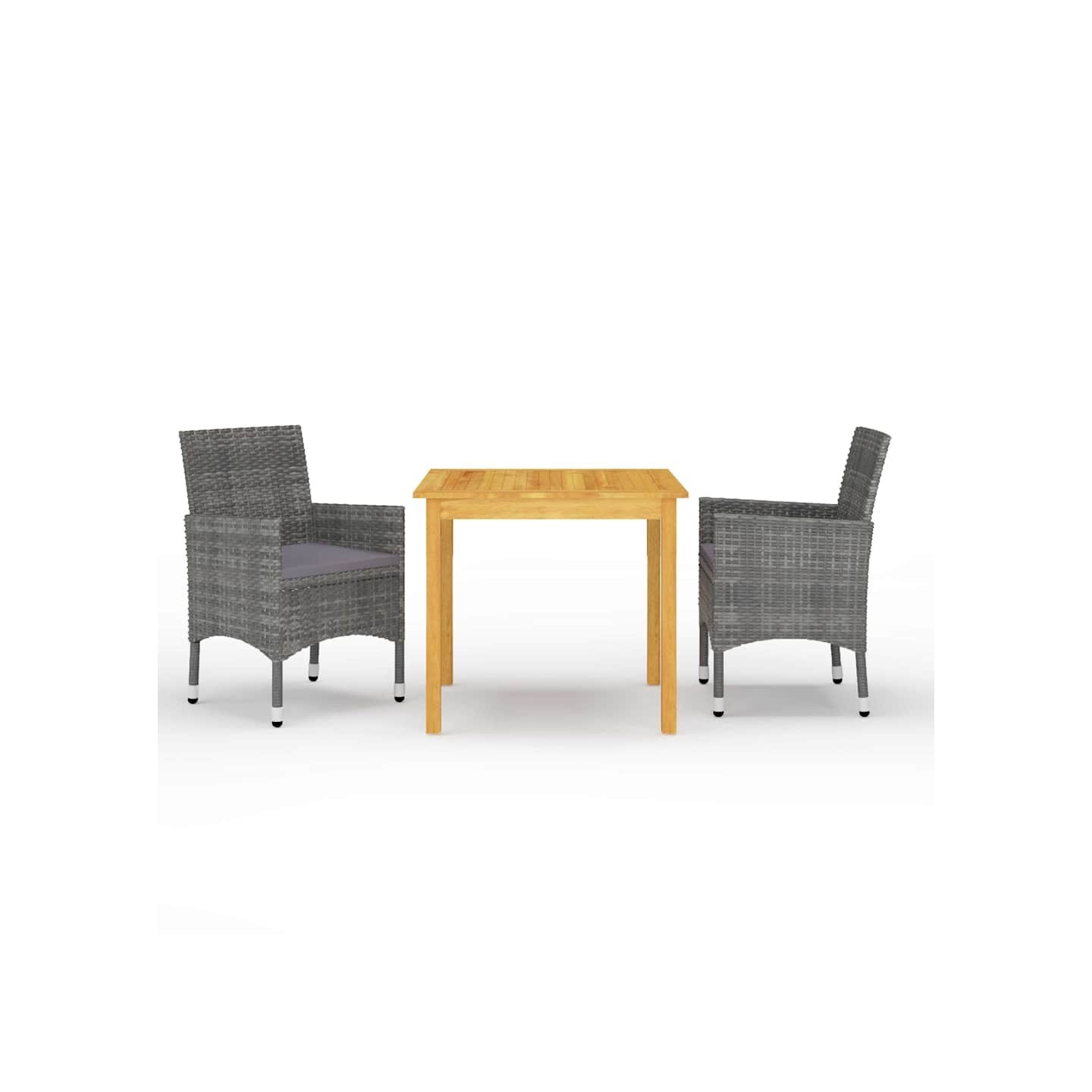 Ensemble à manger de jardin 3 pcs Gris