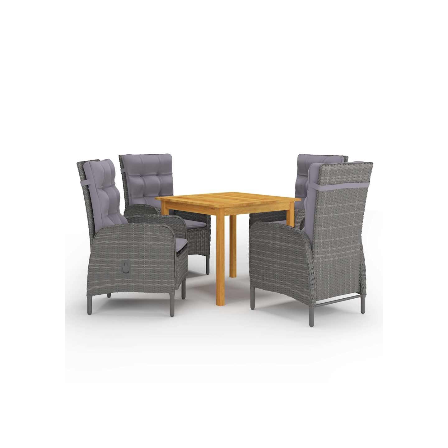 Ensemble à manger de jardin 5 pcs Gris