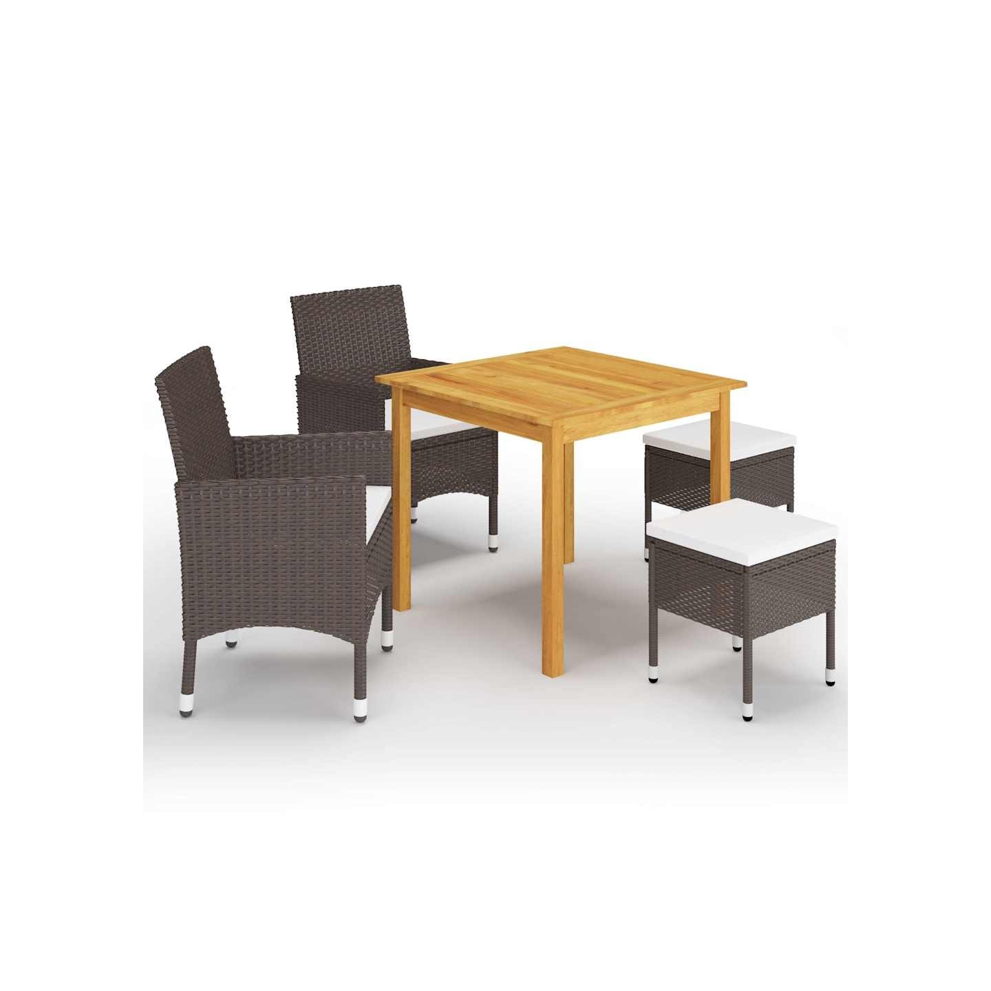 Ensemble à manger de jardin 5 pcs Marron