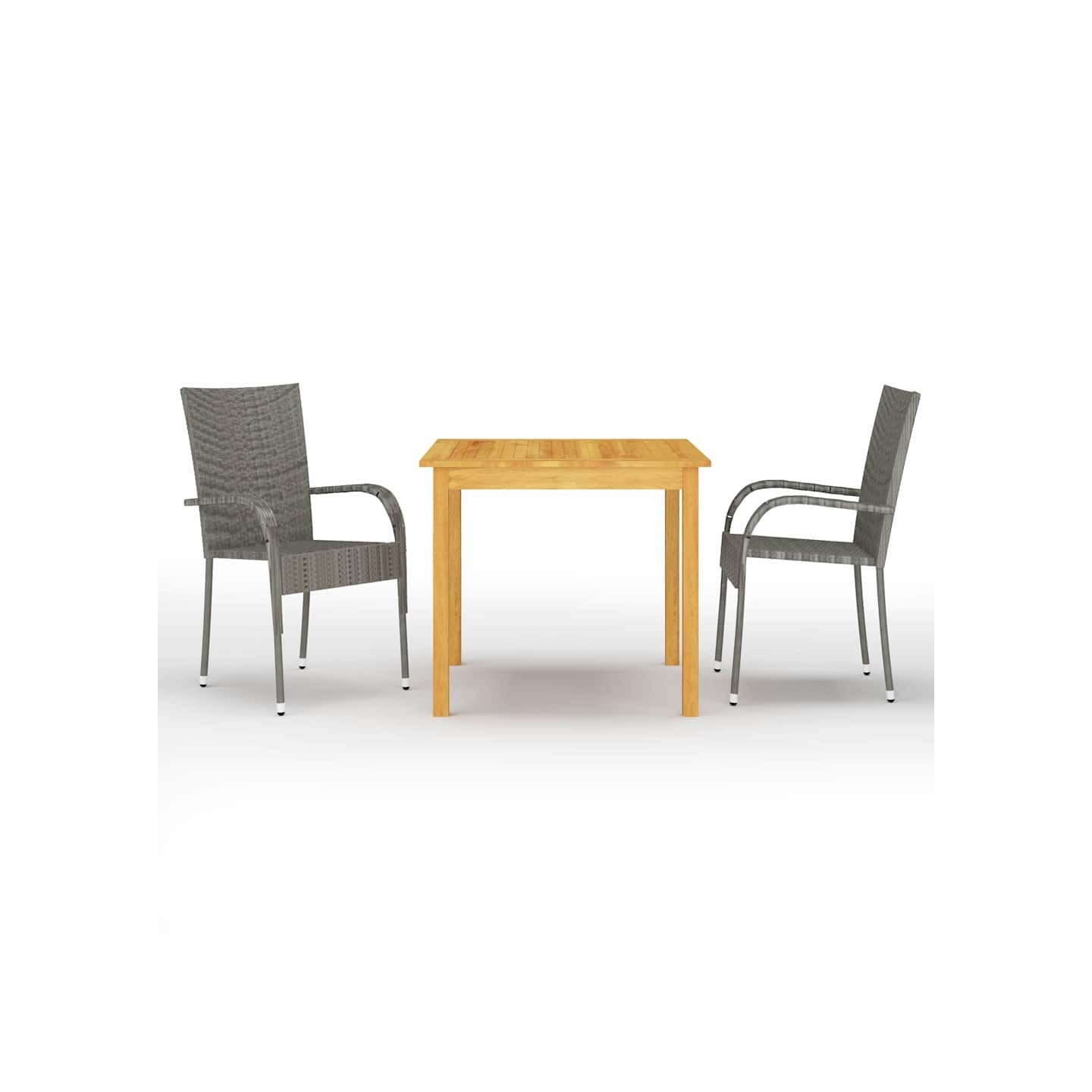 Ensemble à manger de jardin 3 pcs Gris