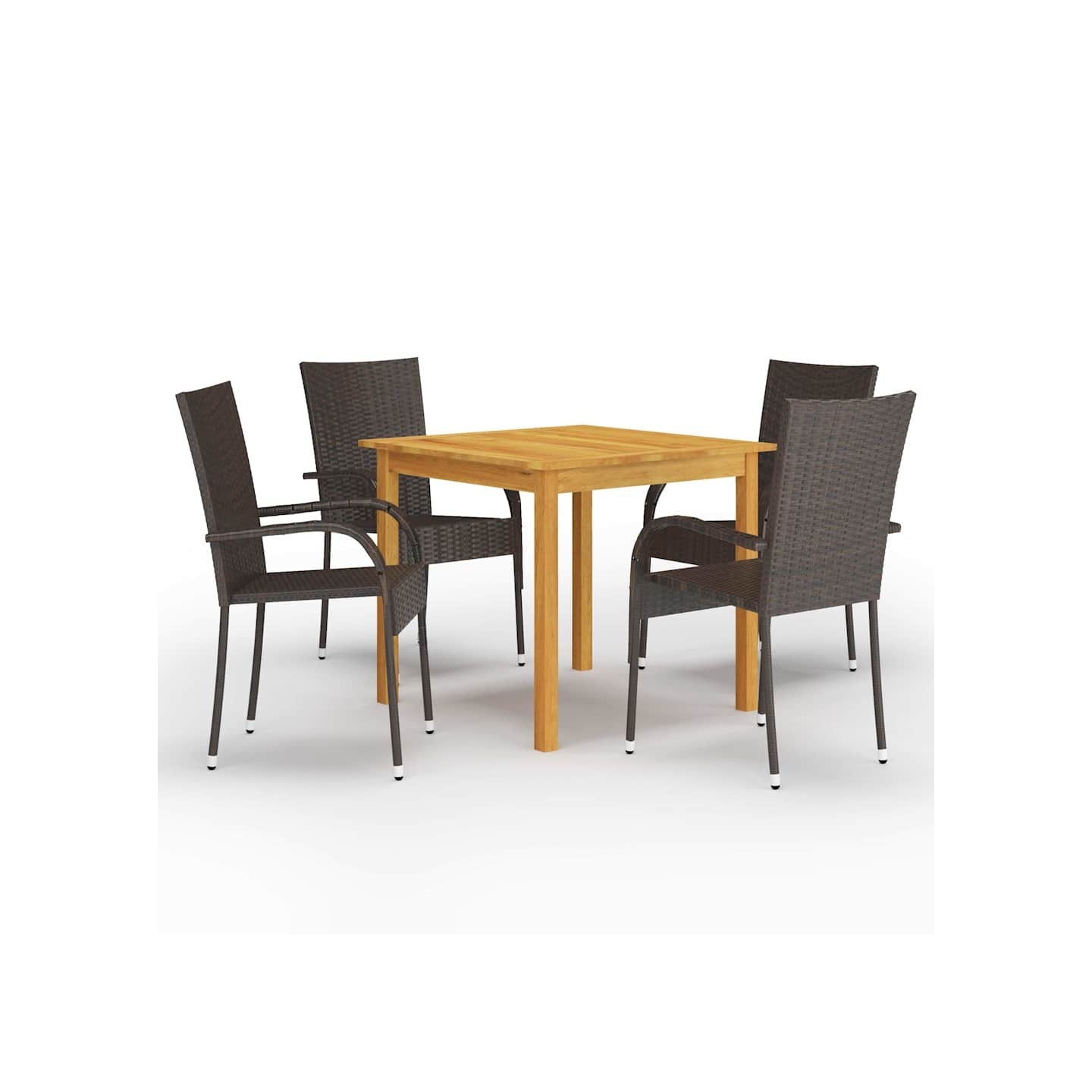 Ensemble à manger de jardin 5 pcs Marron