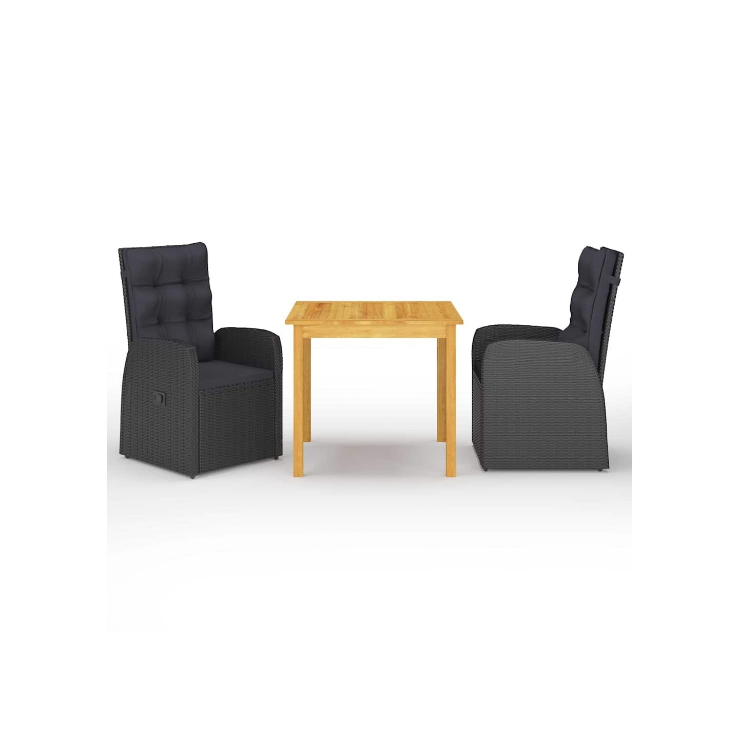Ensemble à manger de jardin 3 pcs Noir