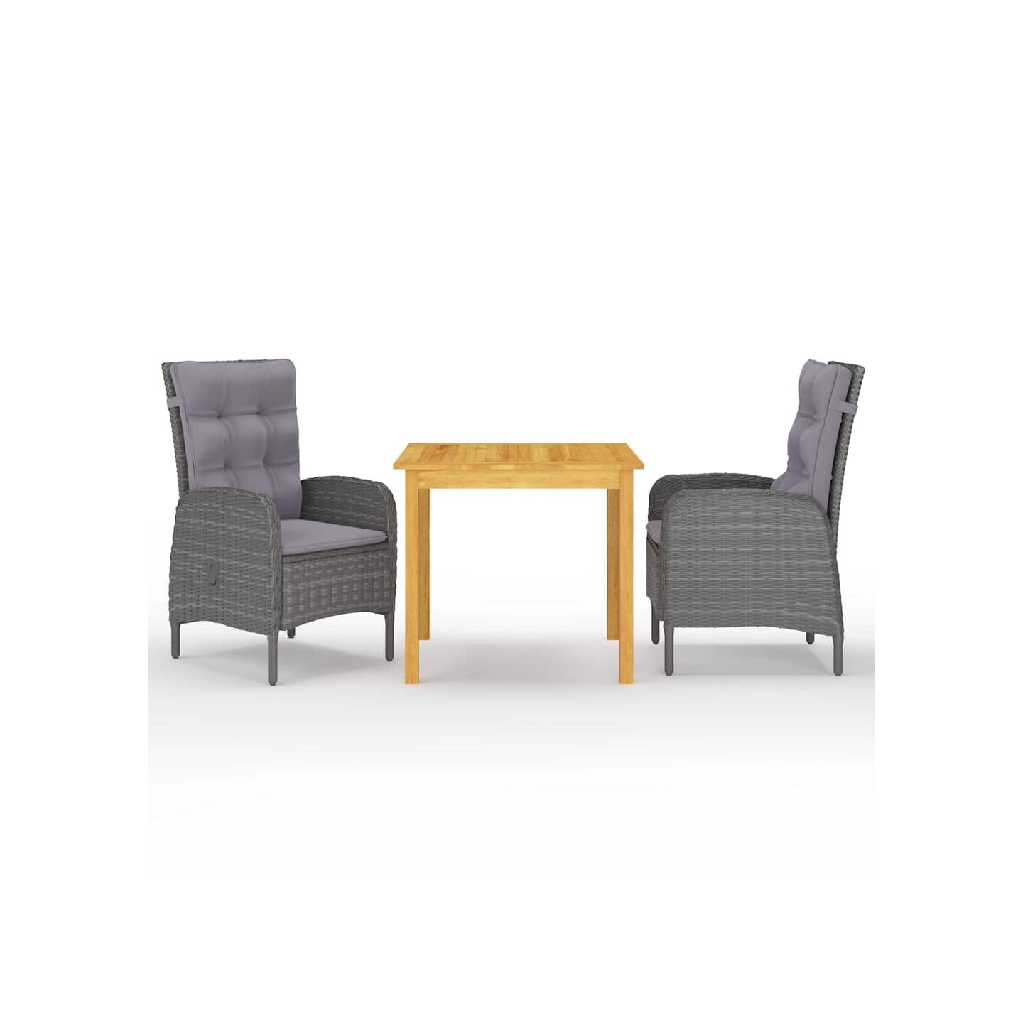 Ensemble à manger de jardin 3 pcs Gris