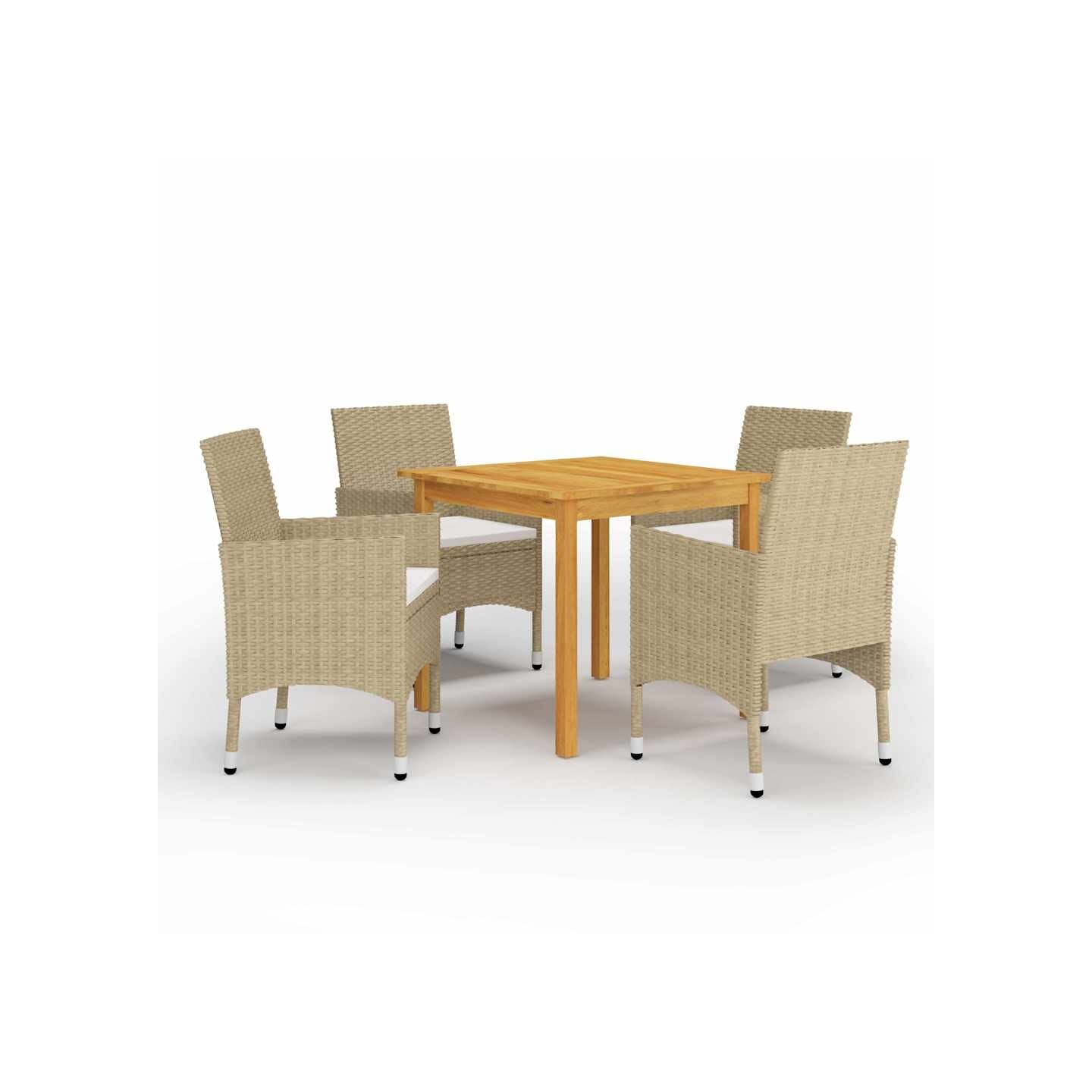 Ensemble à manger de jardin 5 pcs Beige