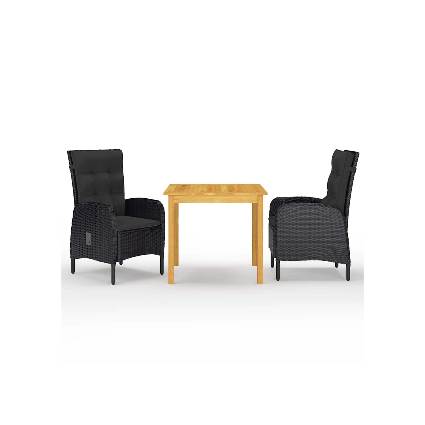 Ensemble à manger de jardin 3 pcs Noir