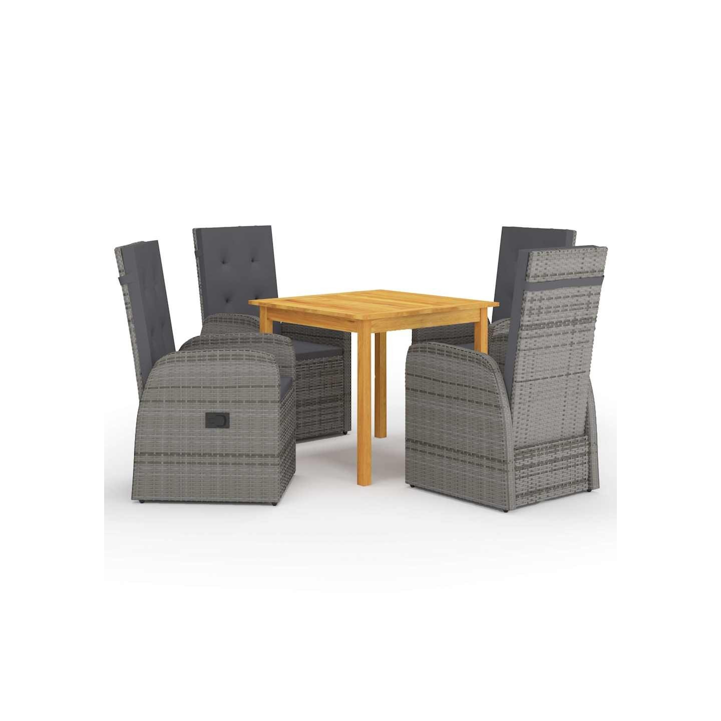Ensemble à manger de jardin 5 pcs Gris