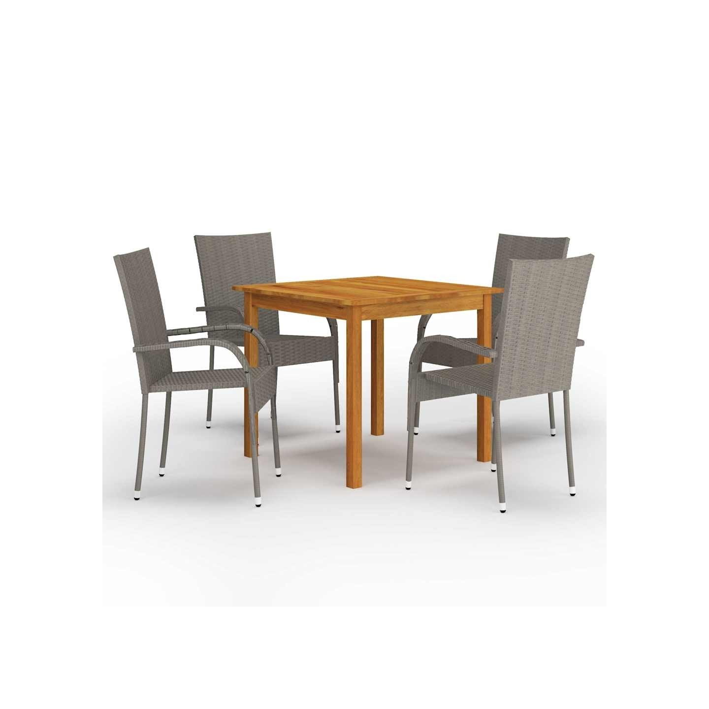 Ensemble à manger de jardin 5 pcs Gris