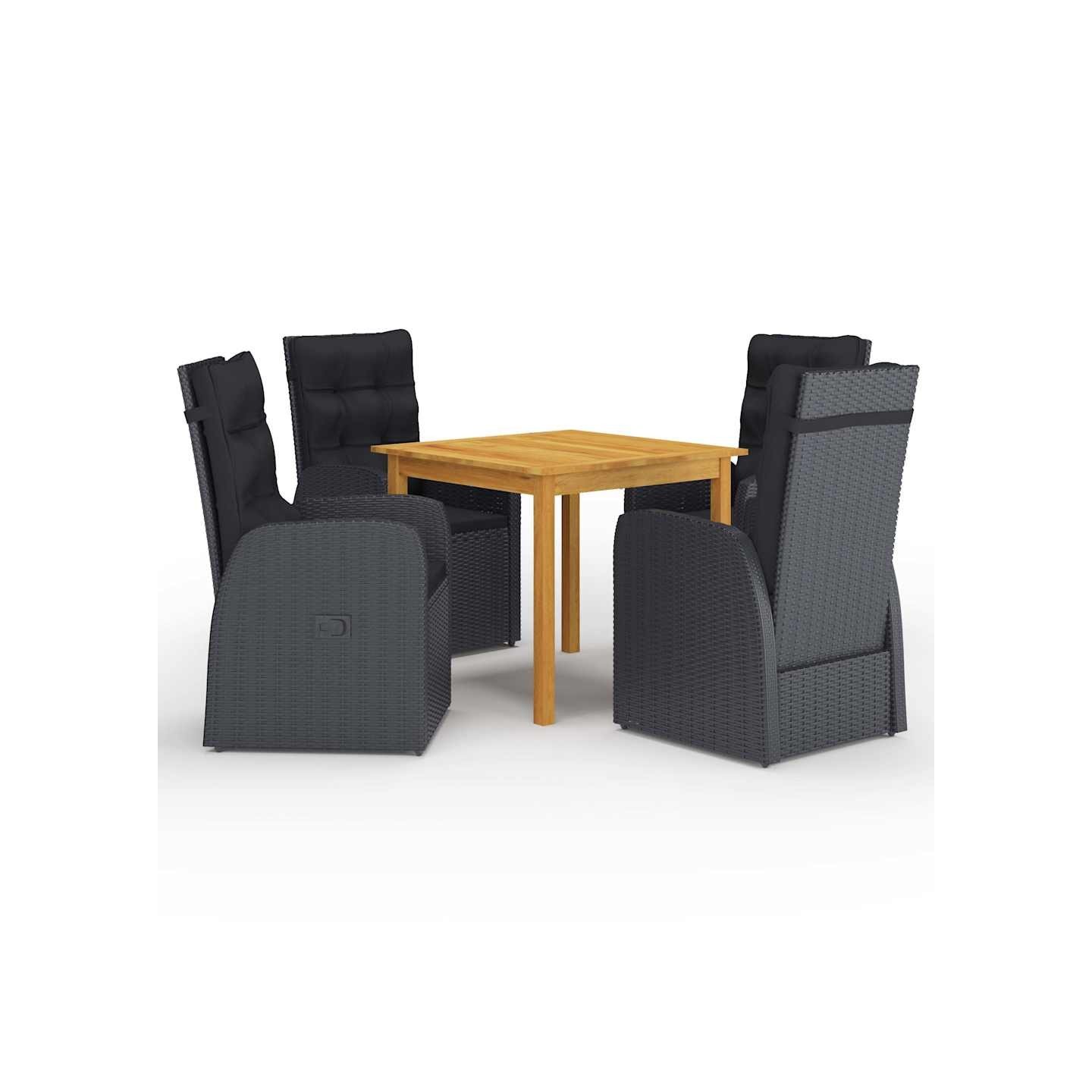 Ensemble à manger de jardin 5 pcs Noir