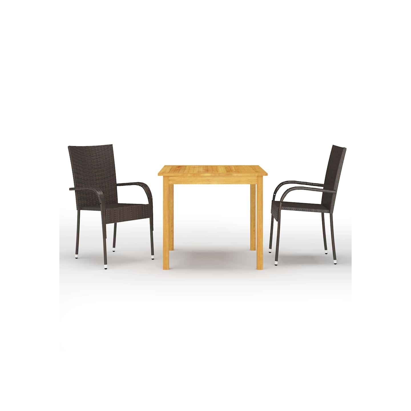 Ensemble à manger de jardin 3 pcs Marron