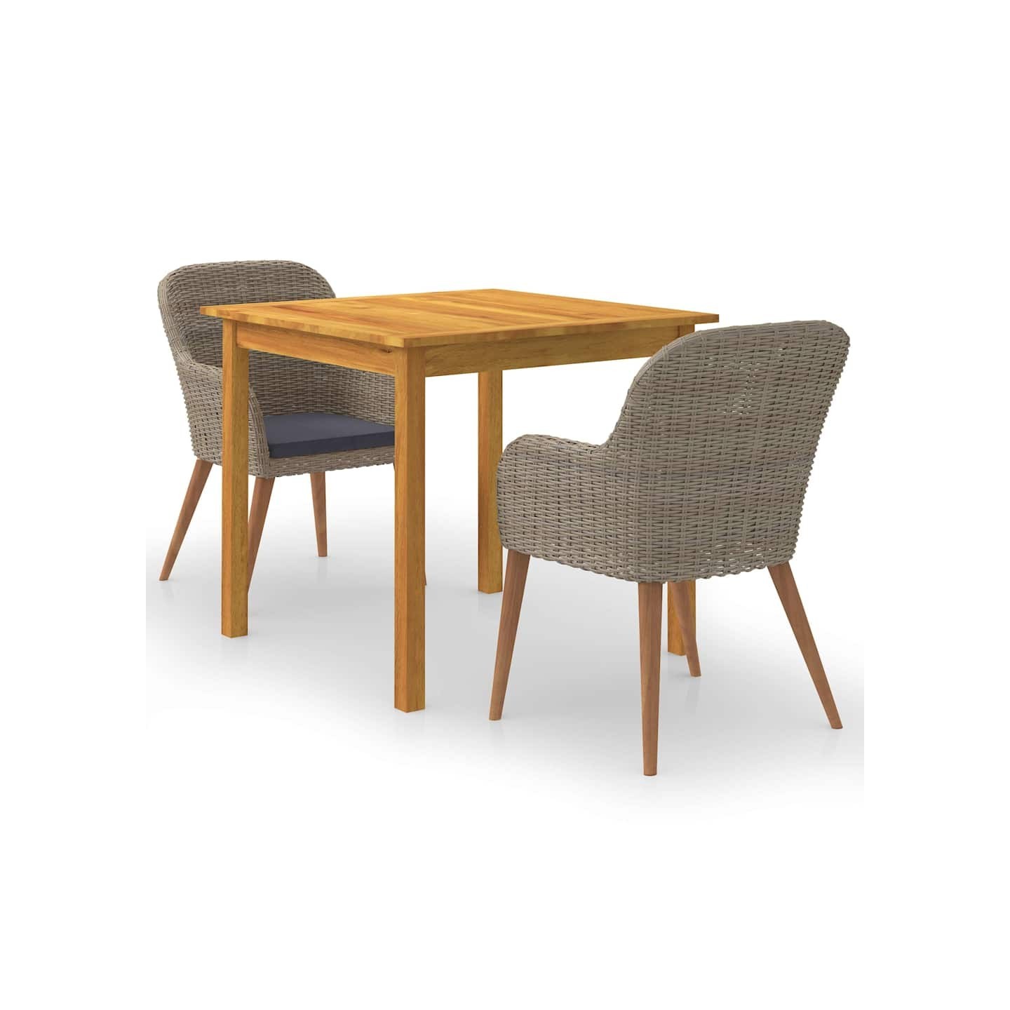 Ensemble à manger de jardin 3 pcs Marron