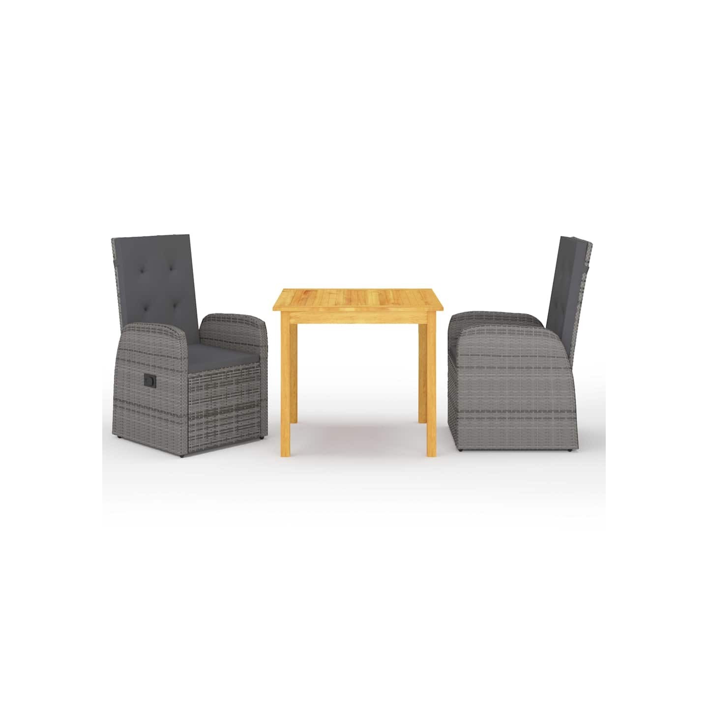 Ensemble à manger de jardin 3 pcs Gris