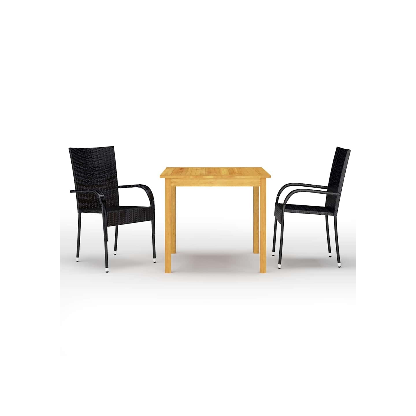 Ensemble à manger de jardin 3 pcs Noir